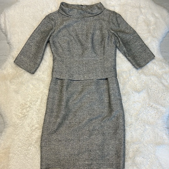 Talbots Petites Pure Silk Tweed Black White Dress Classic - Picture 5 of 13